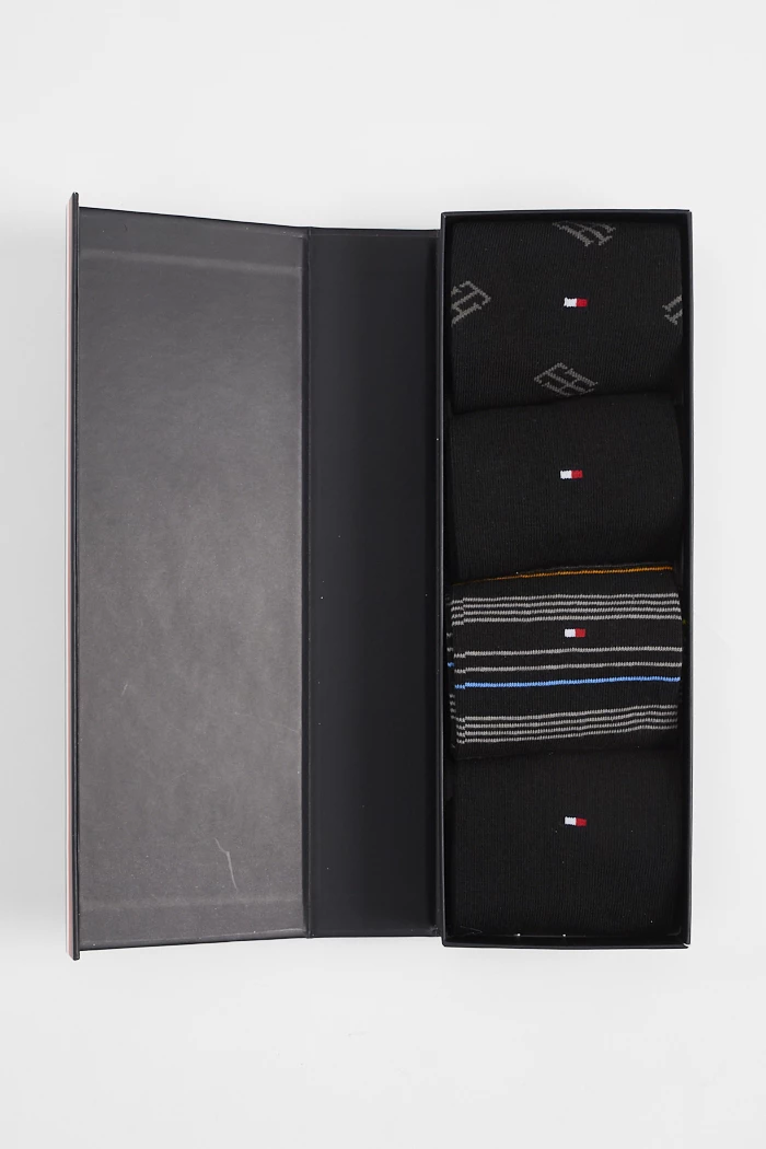 coffret de paires de chaussettes noires fantaisie homme Tommy