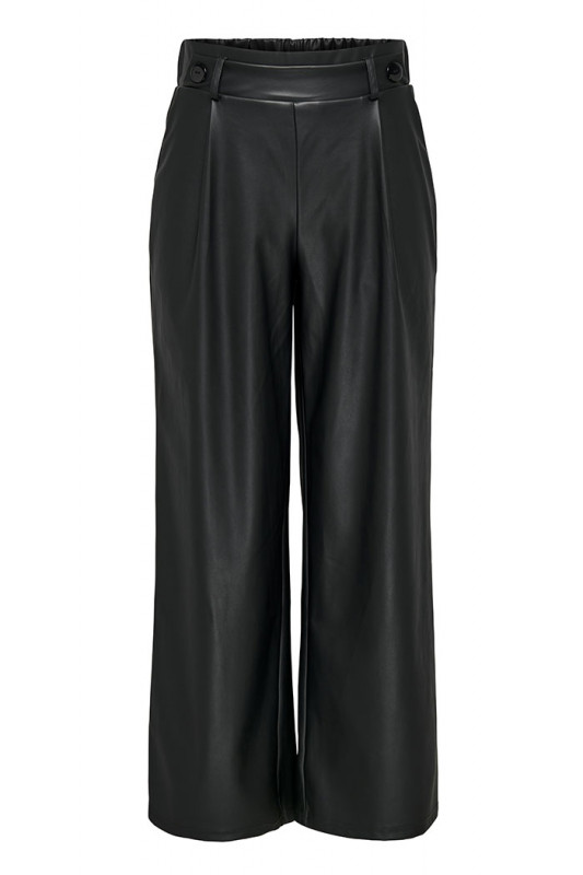 Pantalon large Soya colori noir femme en polyester