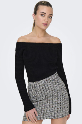 Pull à épaules dénudées noir femme