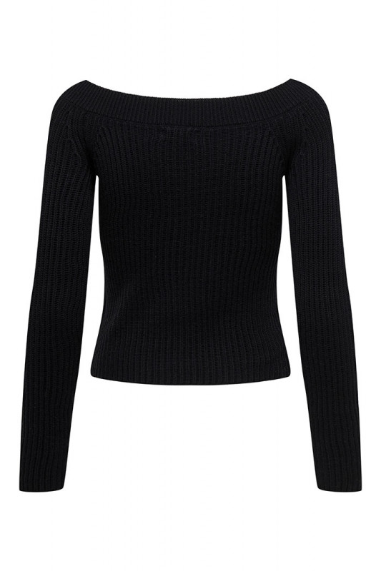 Pull à épaules dénudées noir manches longues