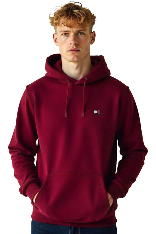 Sweat à capuche bordeaux Badge Tommy