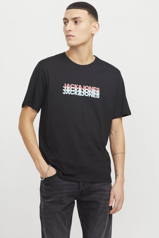 T-shirt Cyber graphic noir jack & jones 100% coton 