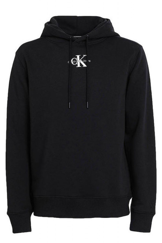 Hoodie noir mono logo à capuche