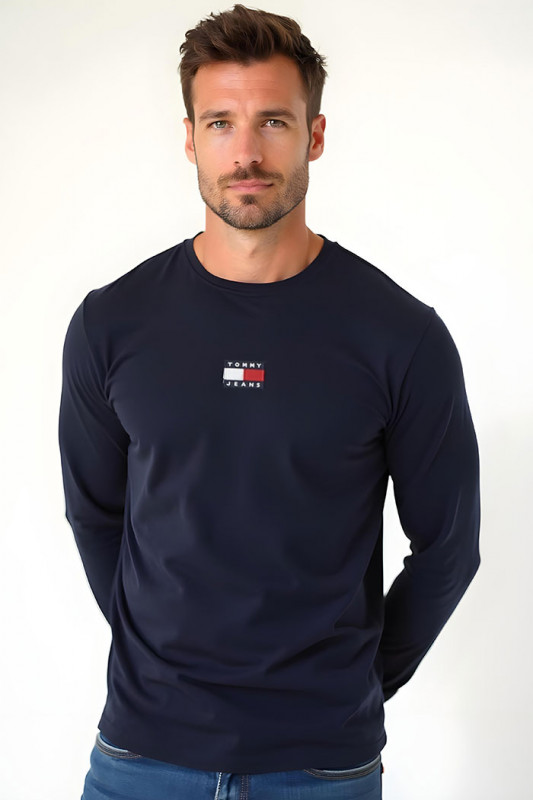 T-shirt bleu marine manches longues Tommy Hilfiger