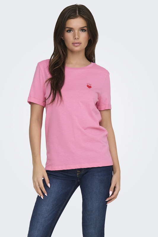 T-shirt Kitty Love rose JDY en coton 
