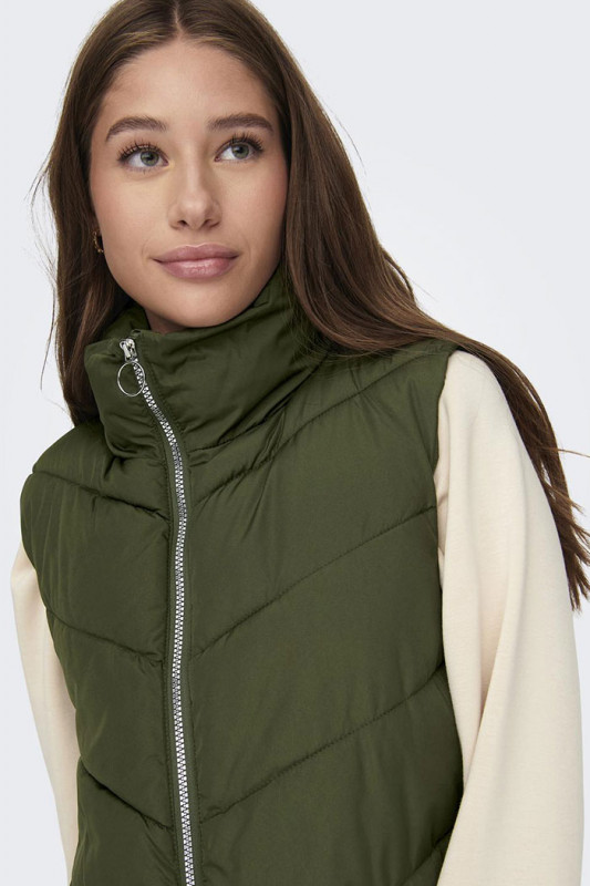 Doudoune longue sans manches kaki femme JDY