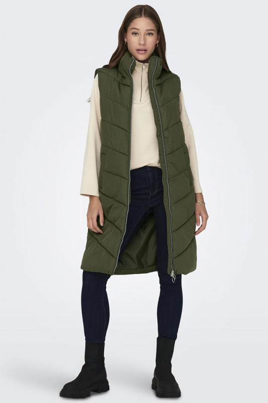 Doudoune longue sans manches kaki Jacqueline de Yong