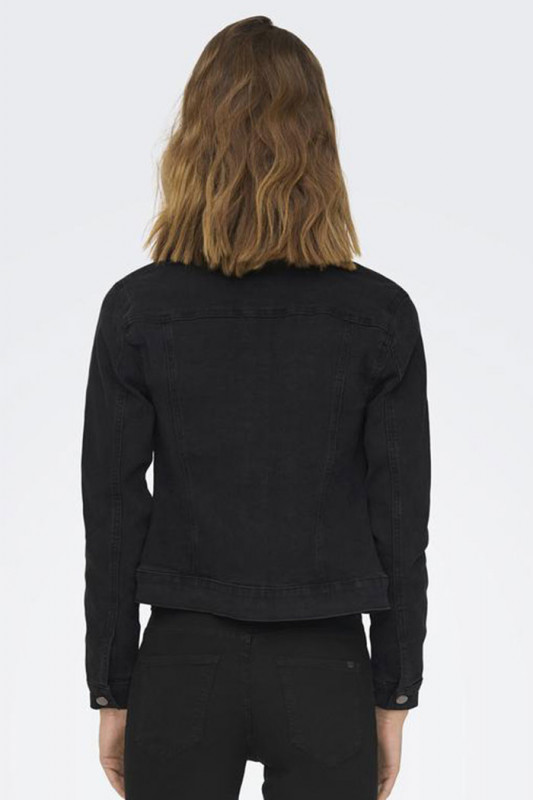 Veste jean black denim femme en coton mélangé