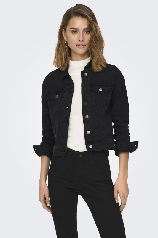 Veste jean black denim femme