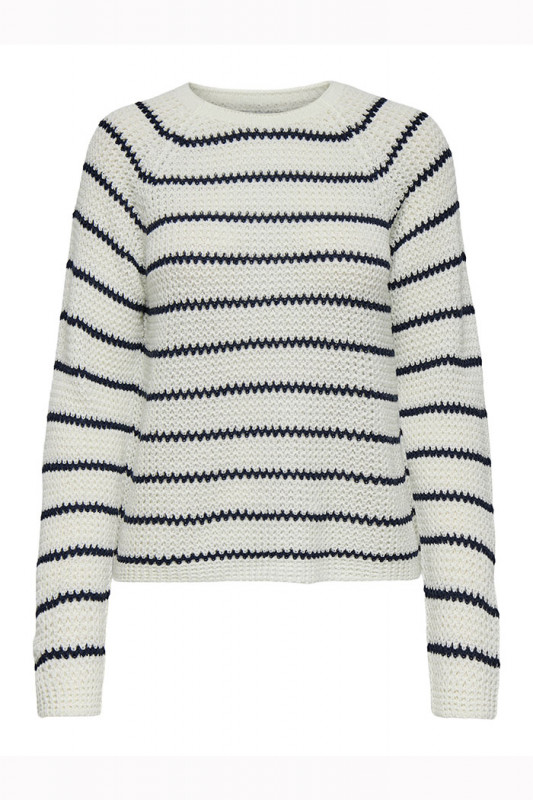 Pullover raglan Ellen à rayures bleu marine
