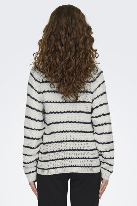 Pullover raglan Ellen à rayures bleu marine