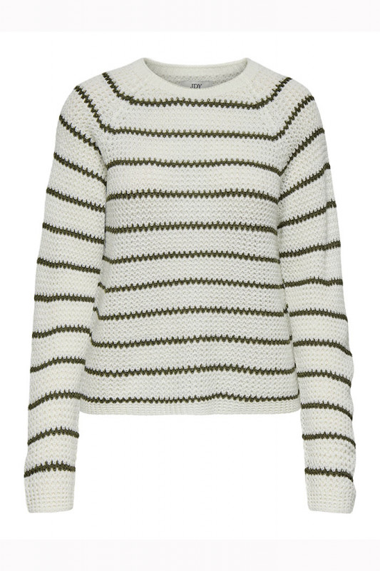 Pullover raglan Ellen à rayures vert olive