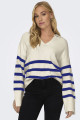 Pull Monna beige à rayures bleues