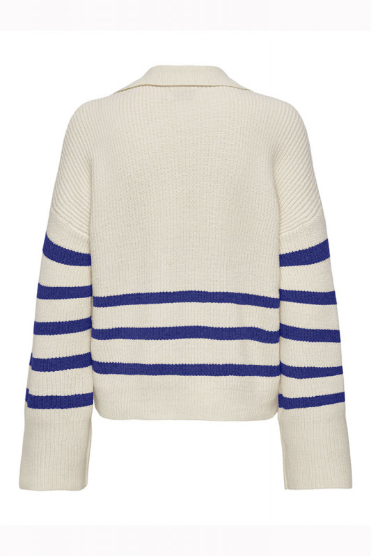 Pull Monna beige à rayures bleues femme JDY