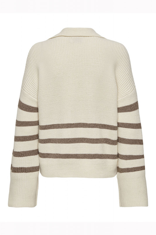Pull Monna beige à rayures marron Only