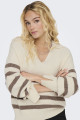 Pull Monna beige à rayures marron