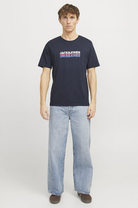 T-shirt cyber graphic bleu marine jack & jones en coton 