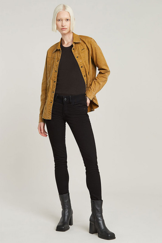 Jeans Lynn mid skinny noir G-Star en coton mélangé
