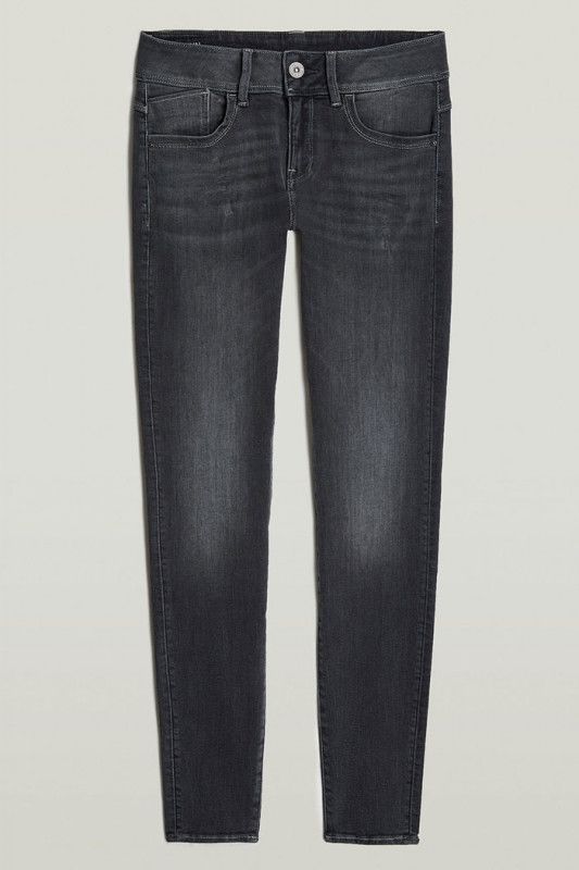 Jeans Lynn mid skinny noir délavé G-Star en coton mélangé