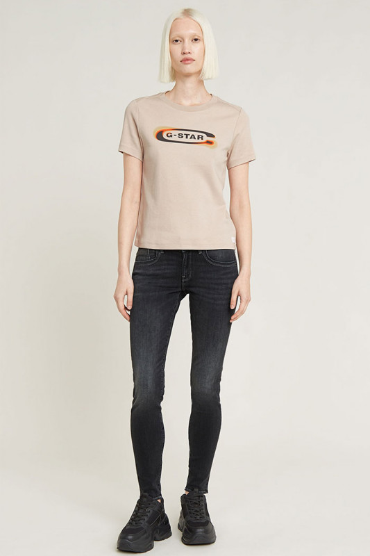 Jeans Lynn mid skinny noir délavé femme G-Star