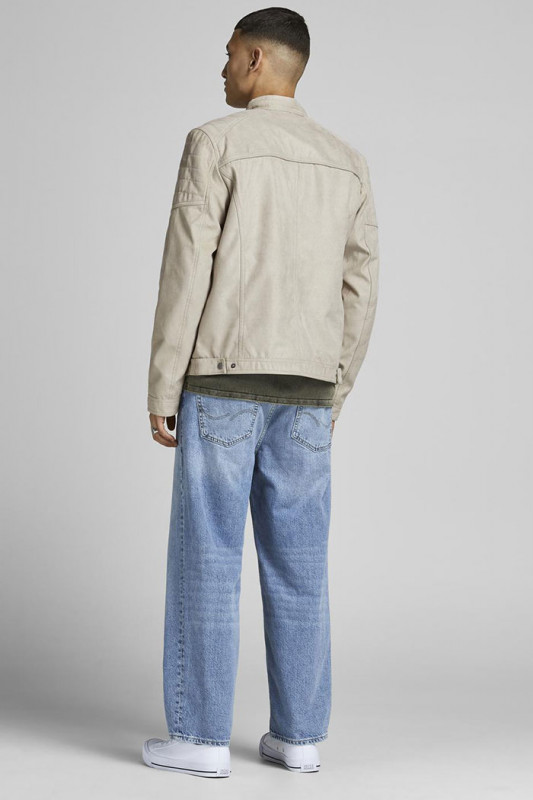 Blouson beige en simili cuir