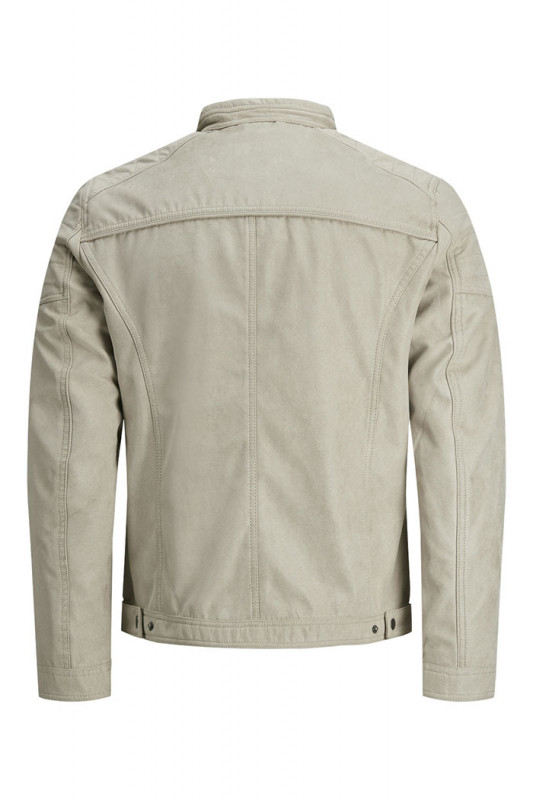 Blouson beige en simili cuir manches longues