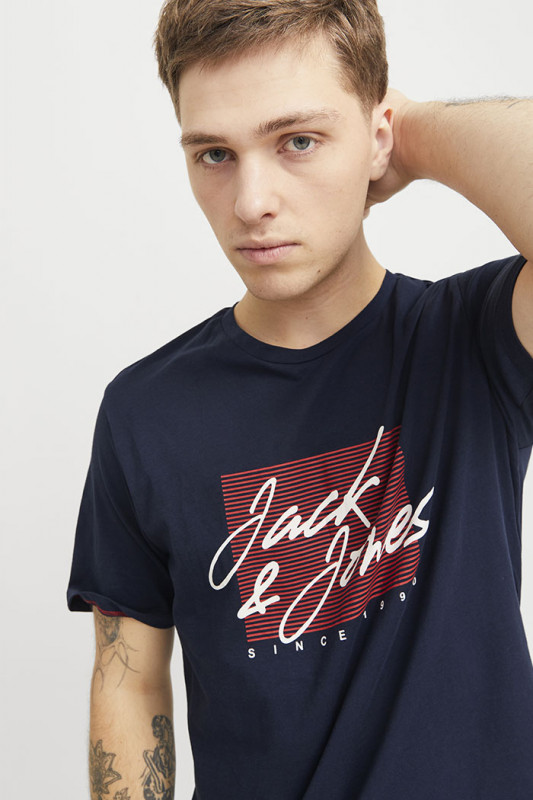 T-shirt col rond bleu marine