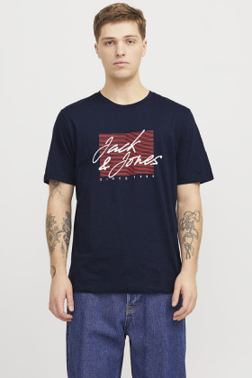 T-shirt col rond bleu marine homme
