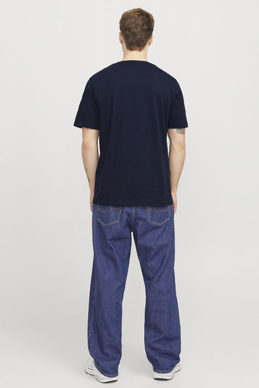 T-shirt col rond bleu marine jack & jones en coton