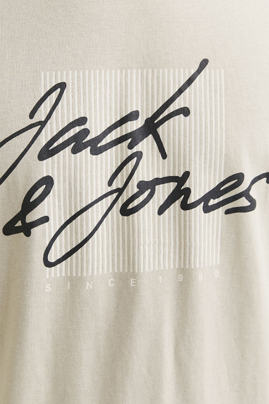 T-shirt col rond beige en coton homme