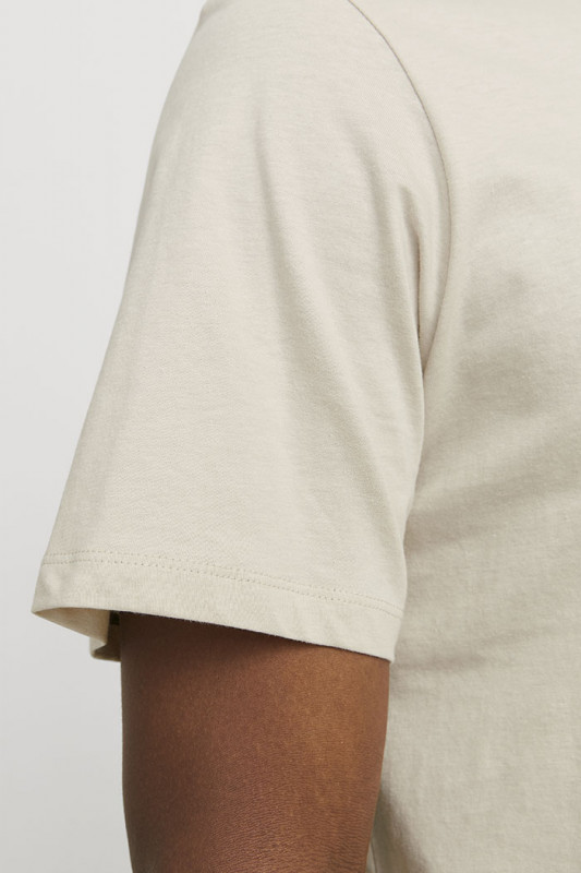 T-shirt col rond beige 100% coton