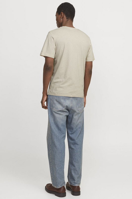 T-shirt col rond beige 100% coton homme