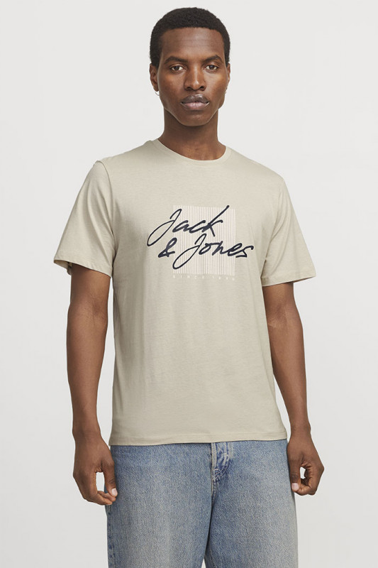 T-shirt col rond beige homme