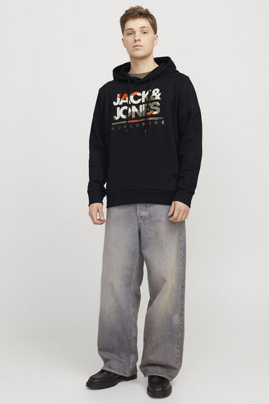 Sweat hood Luke noir en coton mélagé homme