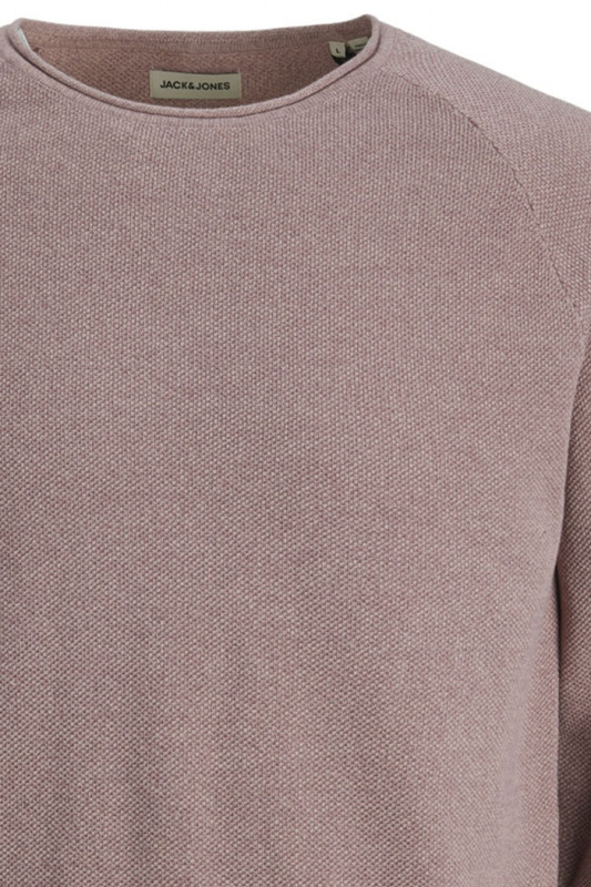 Pull tricoté col rond rose pâle