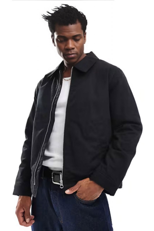 Blouson noir David en coton homme