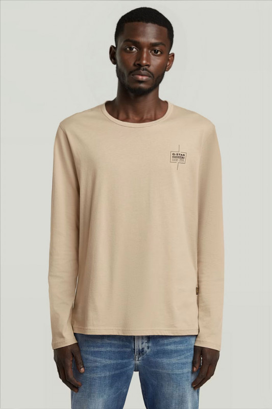 T-Shirt chest logo beige homme