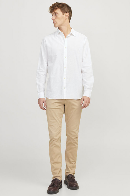 Chemise lin et coton blanche Jack & Jones