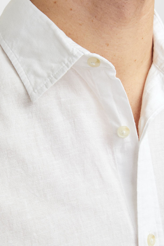 Chemise lin et coton blanche manches longues jack & Jones