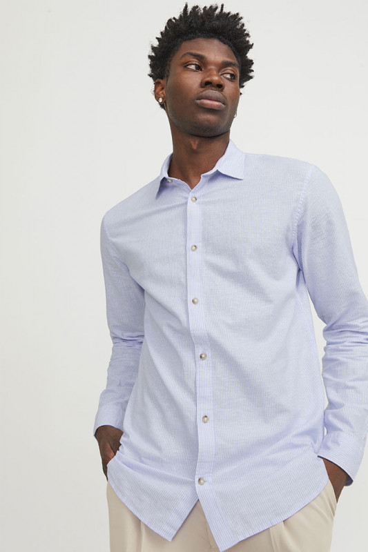 Chemise lin et coton bleu ciel homme Jack & Jones