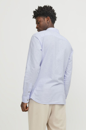 Chemise lin et coton bleu ciel