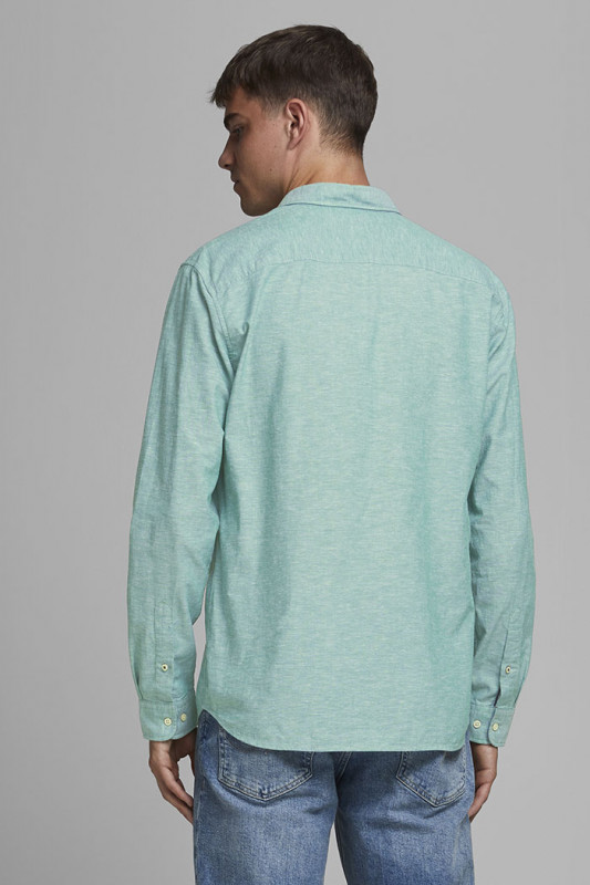 Chemise lin et coton vert d'eau