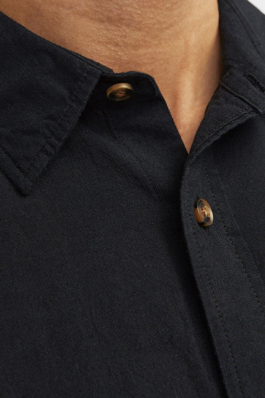 Chemise lin et coton noire homme Jack & Jones