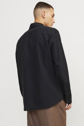 Chemise lin et coton noire