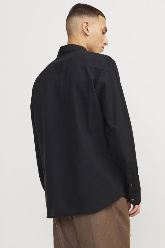 Chemise lin et coton noire