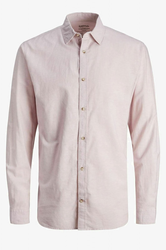 Chemise lin et coton rose pâle homme Jack & Jones