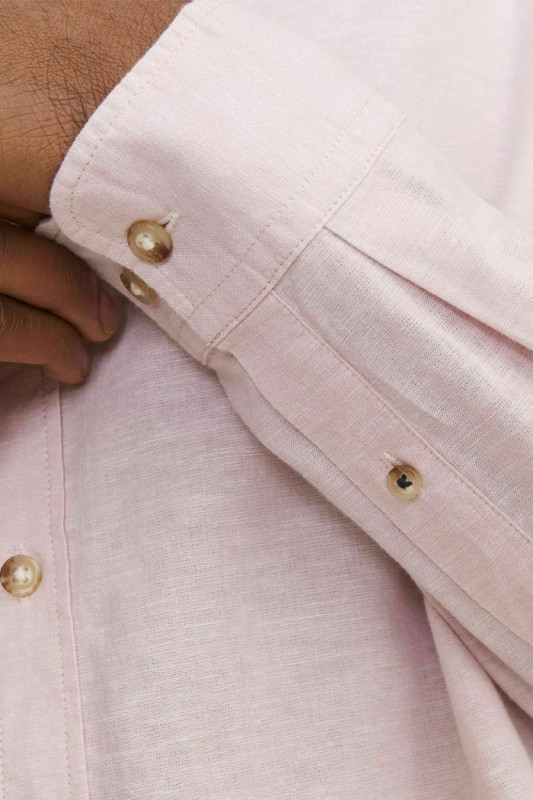 Chemise lin et coton rose pâle jack & jones