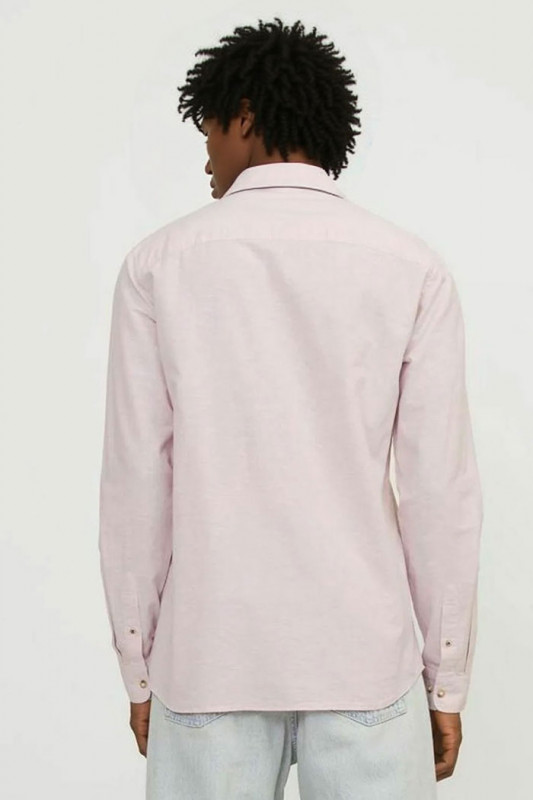 Chemise lin et coton rose pâle