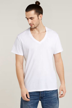 Lot de 2 t-shirts blanc col V homme