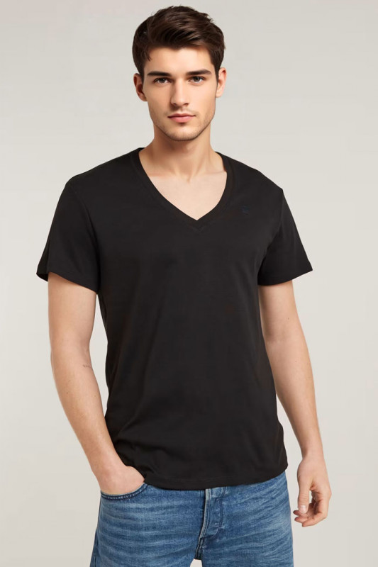 Lot de 2 T-shirts noirs col V homme